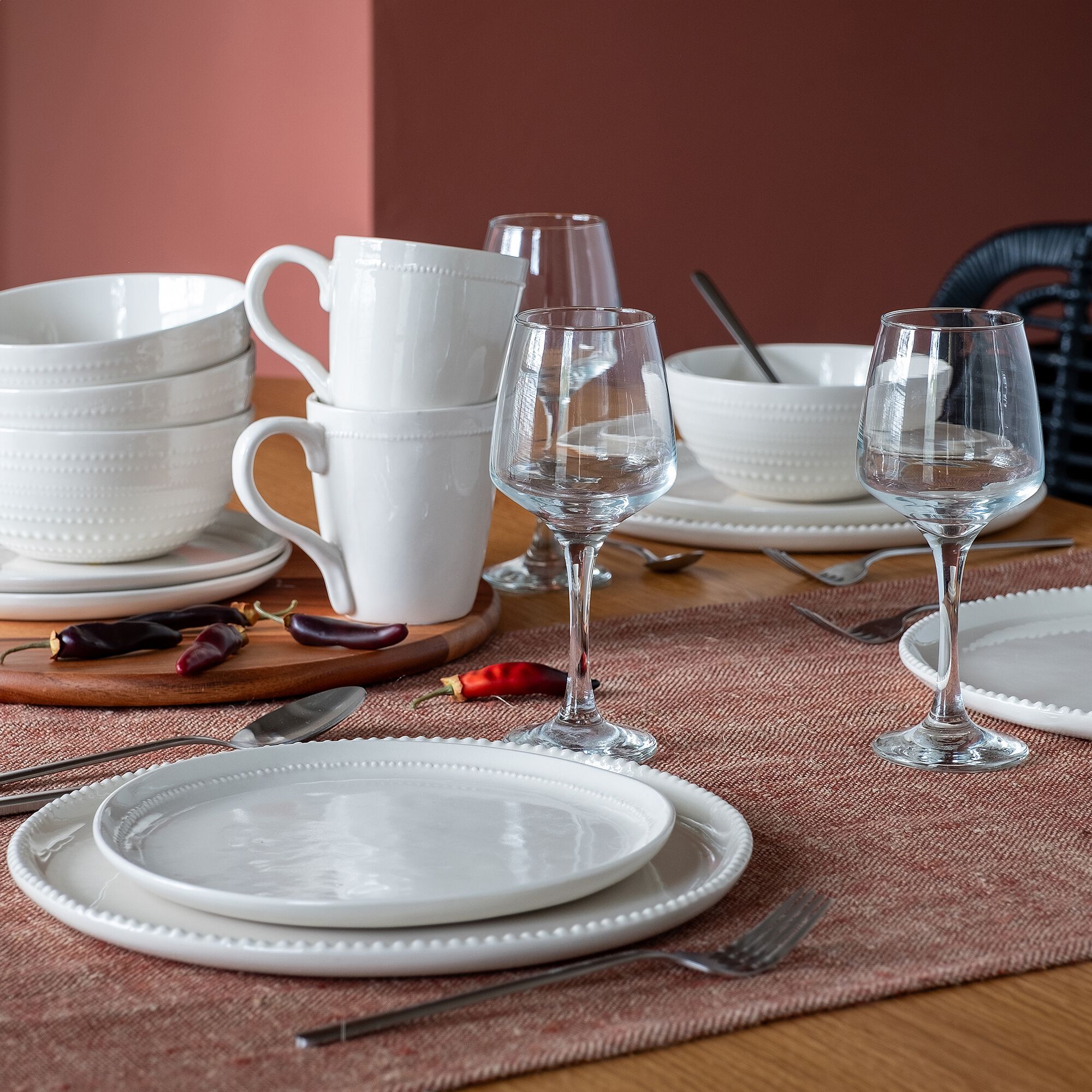 MARGOT - Assiette à dessert en porcelaine avec liseré perlé D21,60cm - blanc ventoux