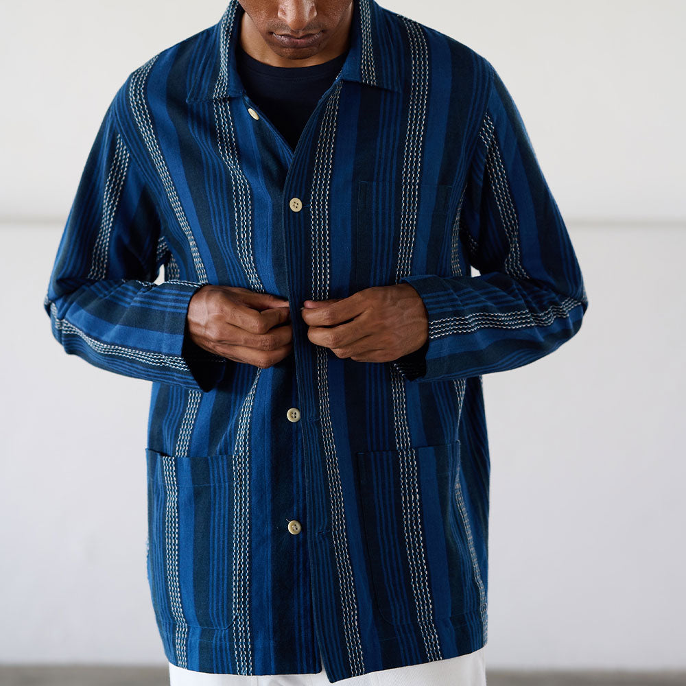 Original Madras Trading Co - Chemise N106 Stout Shirt - Bleu