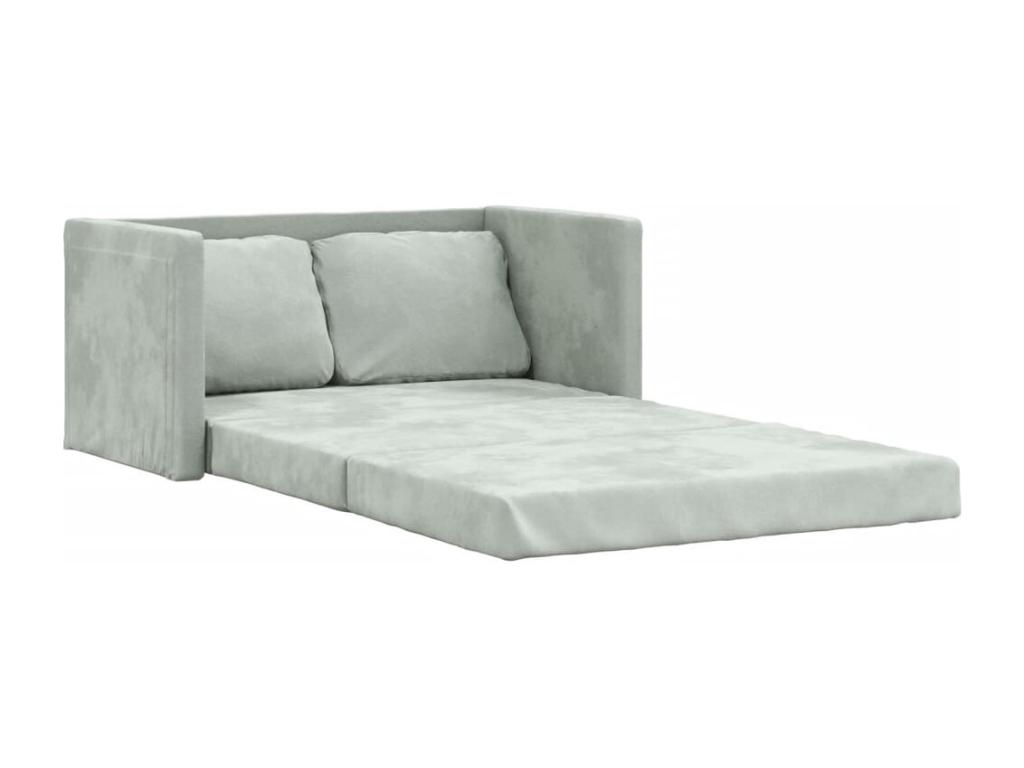 Sofá cama de suelo 2 en 1 terciopelo gris claro 122x204x55 cm