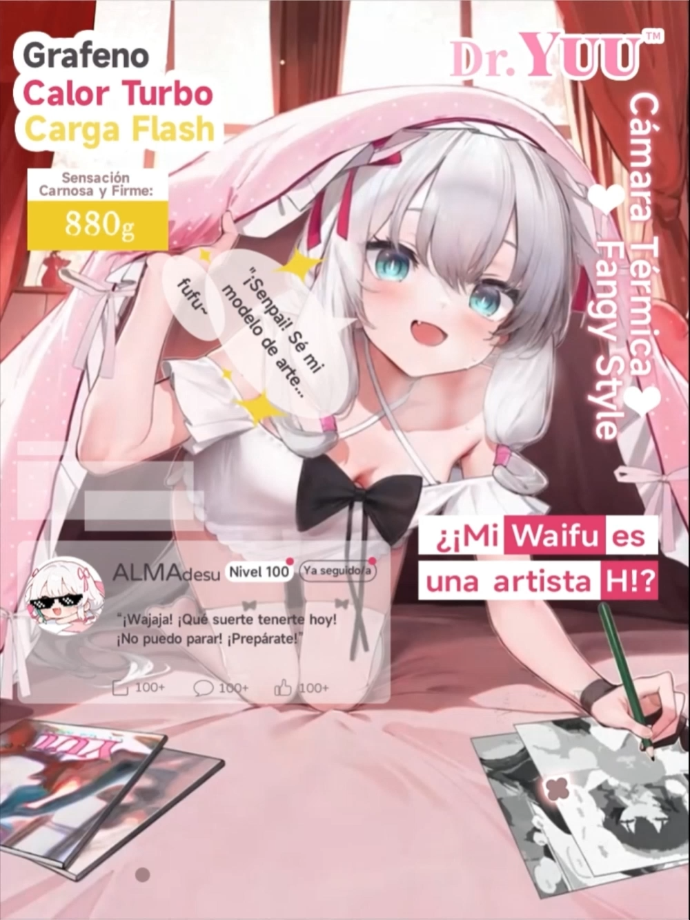 Demostración en video del onahole anime Little Devil V3 en acción con calor de 50°C de Dr.YUU