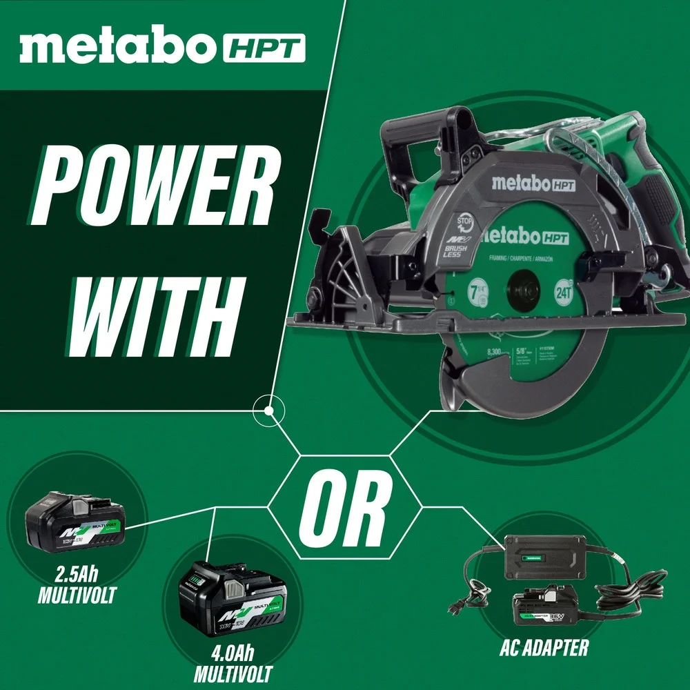 Metabo HPT 36V Cordless 7-1/4" Rear Handle Circular Saw, 500 Cuts Per Charge, Lightweight at 8.2 Lbs - Image 14