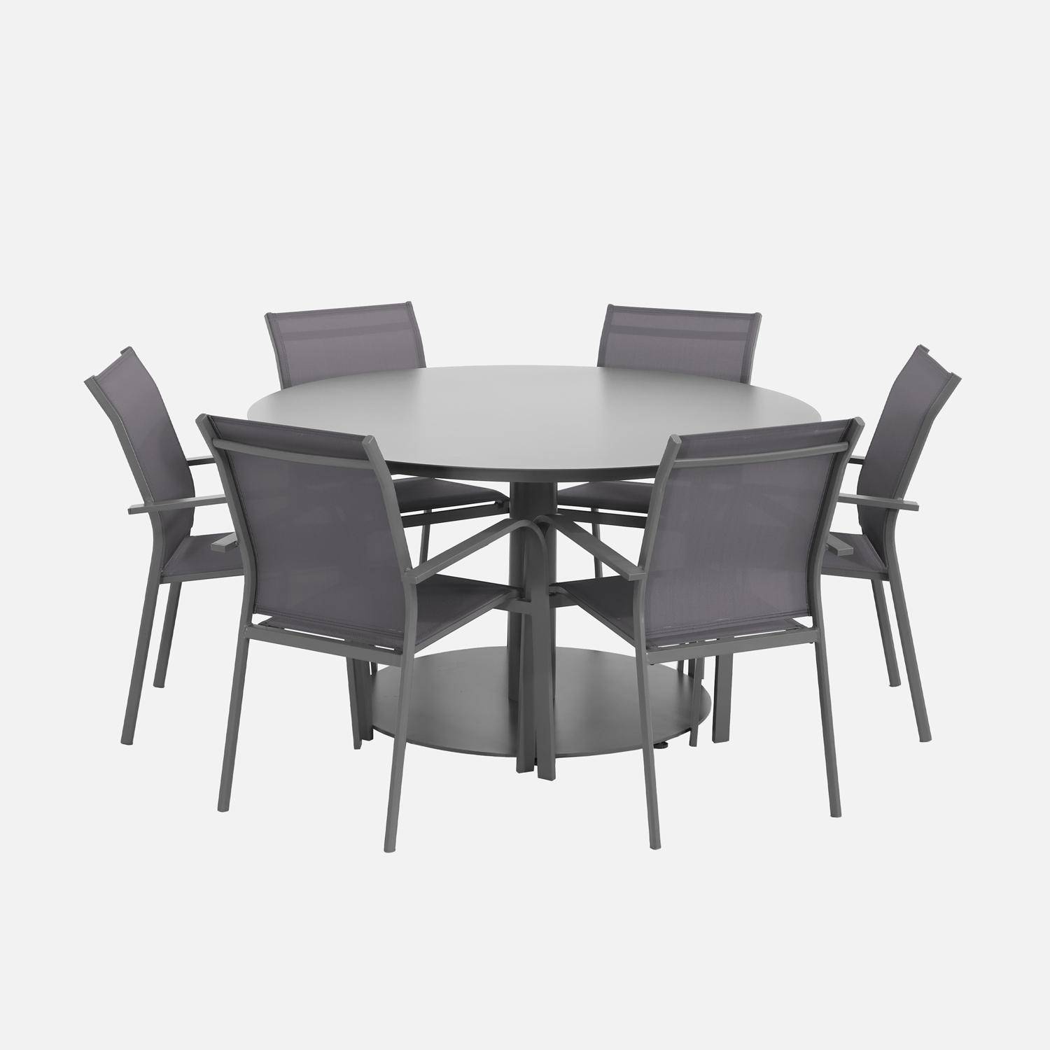 Oreva + Buffalo - Conjunto mesa de jardín redonda de aluminio con 6 sillas