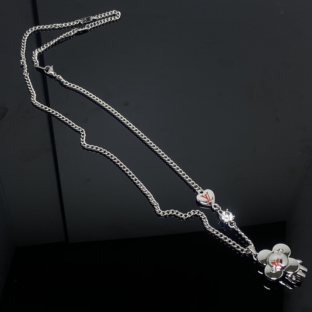 Louis Vuitton Silver Vivienne Pendant Necklace - Original Replica Club