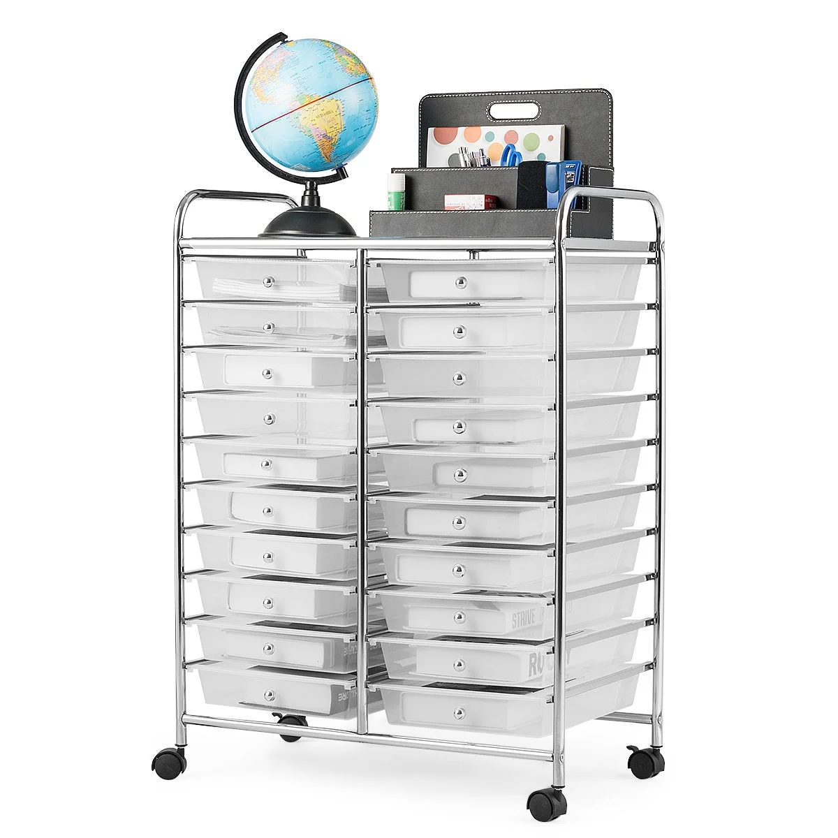 Costway 20 Drawer Rolling Storage Cart Tools Scrapbook Paper Office School Organizer Yellow - Image 45