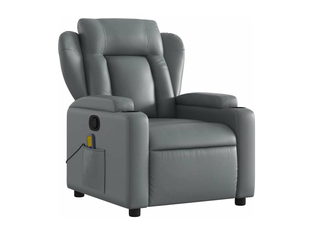 Sillón de masaje reclinable cuero sintético gris
