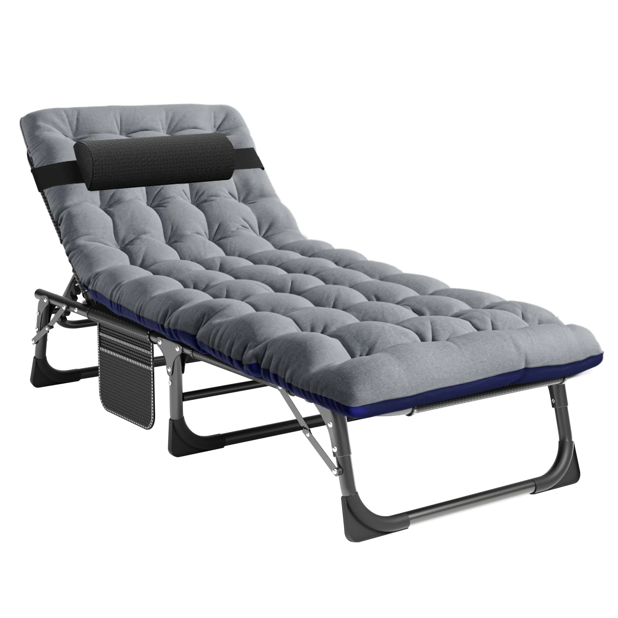 Slsy Folding Lounge Chair, 5-Position Adjustable Outdoor Reclining Chair, Folding Sleeping Bed Cot, Folding Chaise Lounge Chair for Pool Beach Patio Sunbathing - Image 12