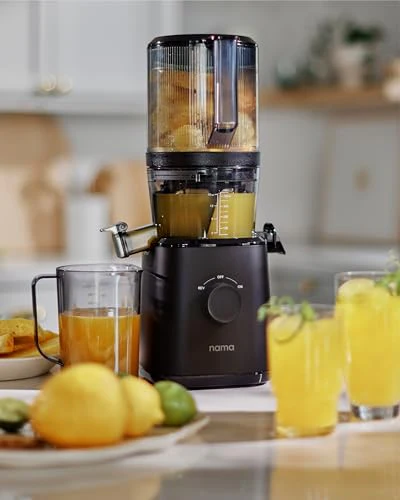 Nama J2 Cold Press Juicer – Self Feeding for Hands Free Operation with Wide Mouth Hopper for Whole Recipe Loading, Zero Waste Masticating Juicer For More Juice, Less Pulp – Easy Cleanup & Assembly: Home & Kitchen