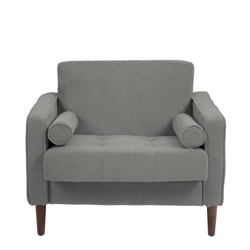 Set of 2 Modern Wide Armchairs in Corduroy - Accent Chairs