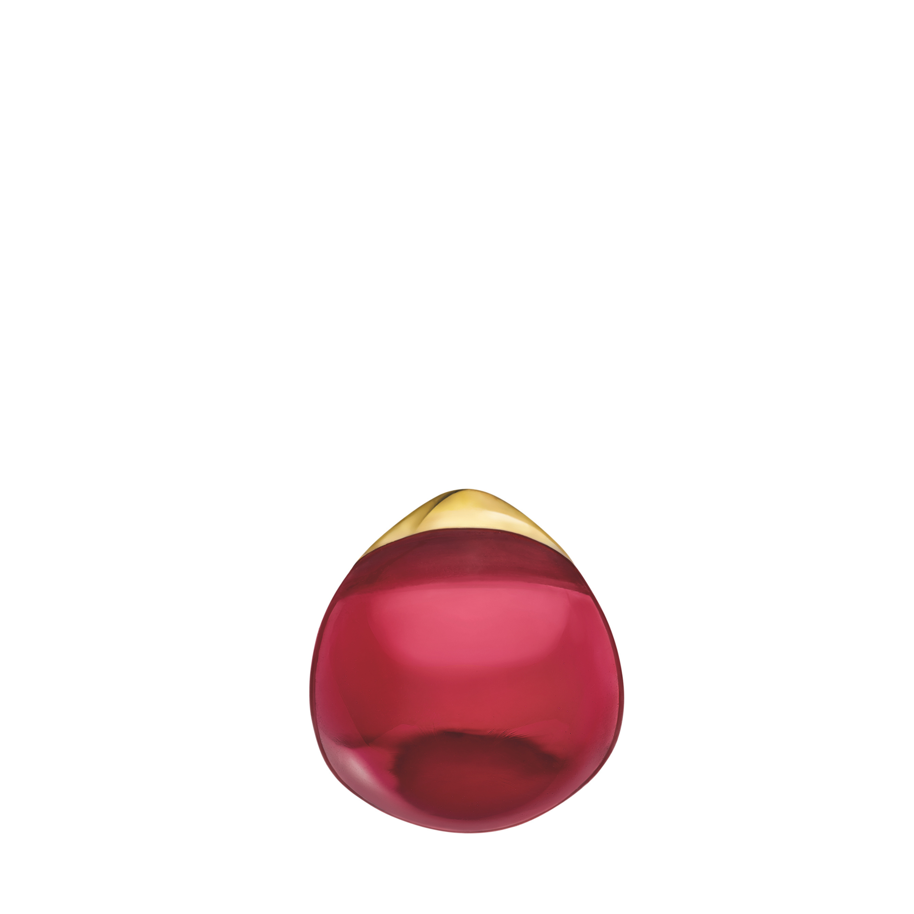 BOUCLES D'OREILLES CABOCHON - CRISTAL ROUGE, PLAQUÉ OR JAUNE 18 CARATS