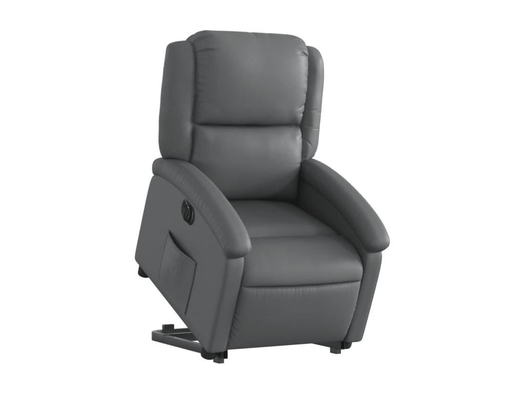Sillón reclinable elevable eléctrico de cuero sintético gris