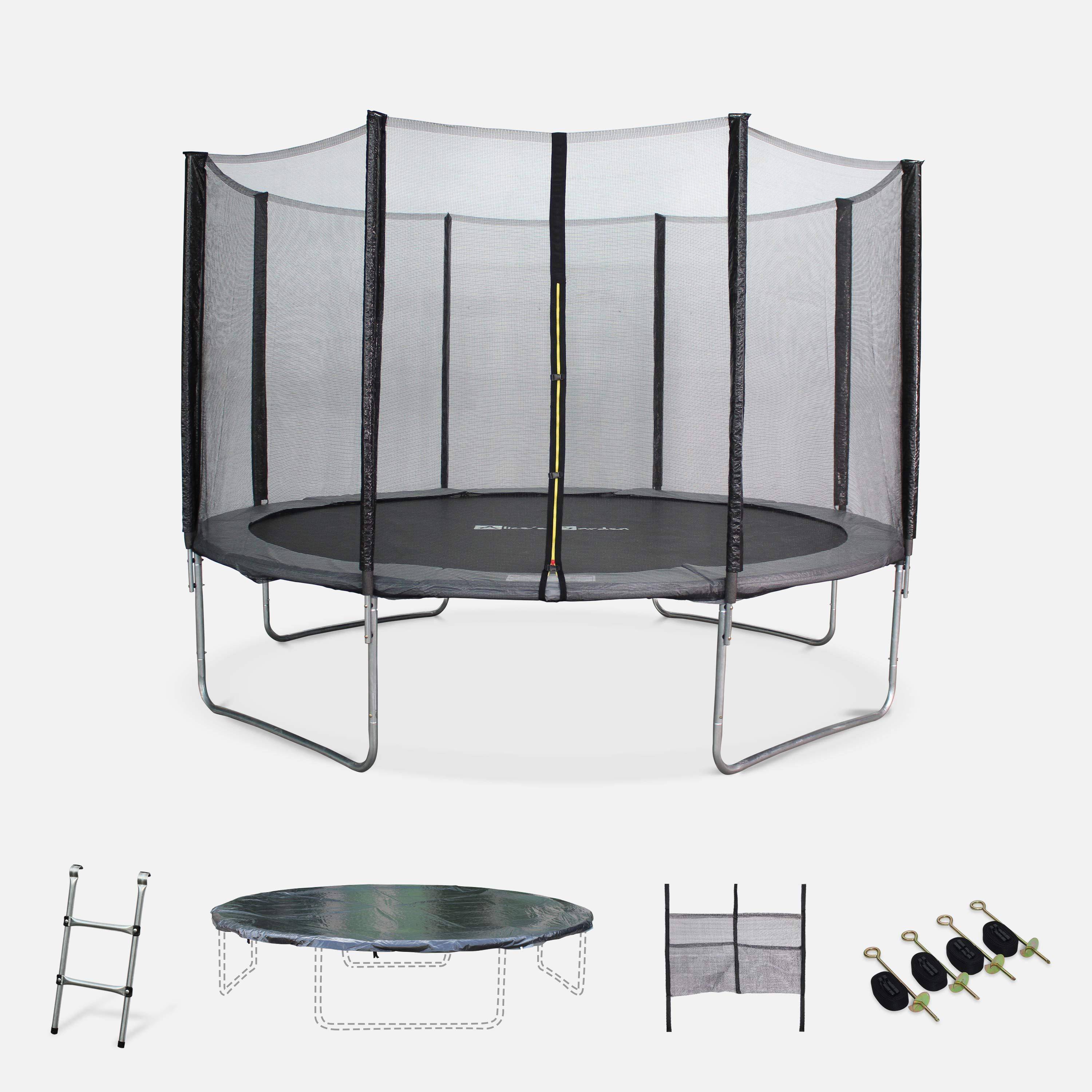 Saturne XXL - Cama elástica 370cm con pack de accesorios