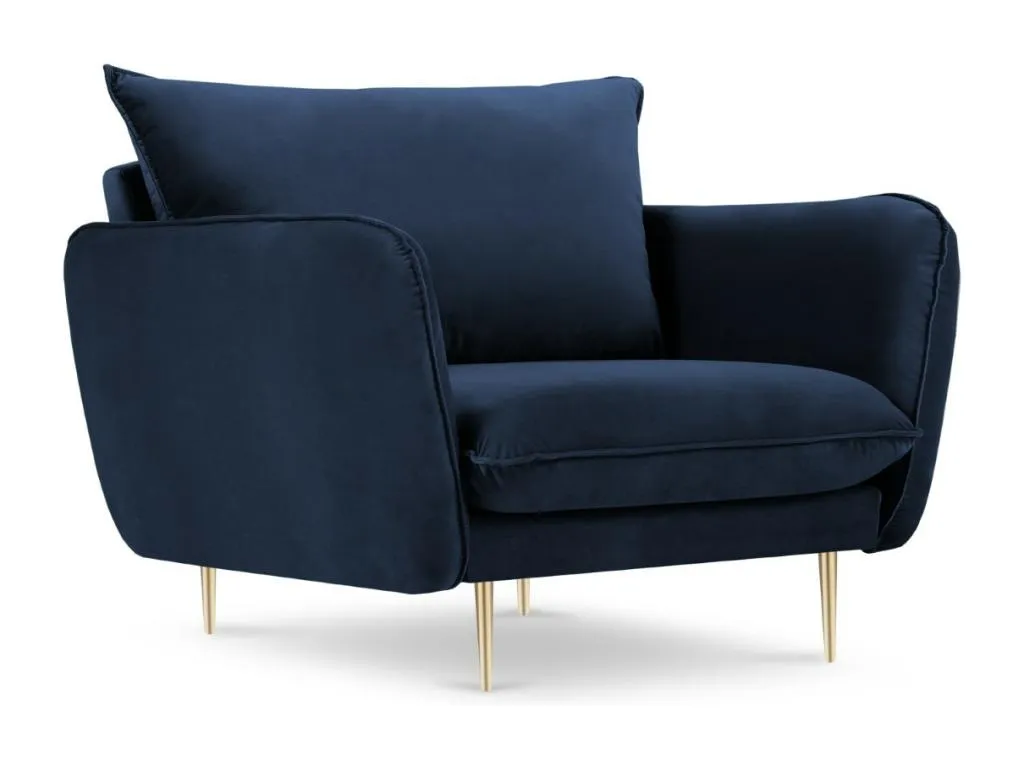 Sillón Quietena de terciopelo azul 97x94x95cm