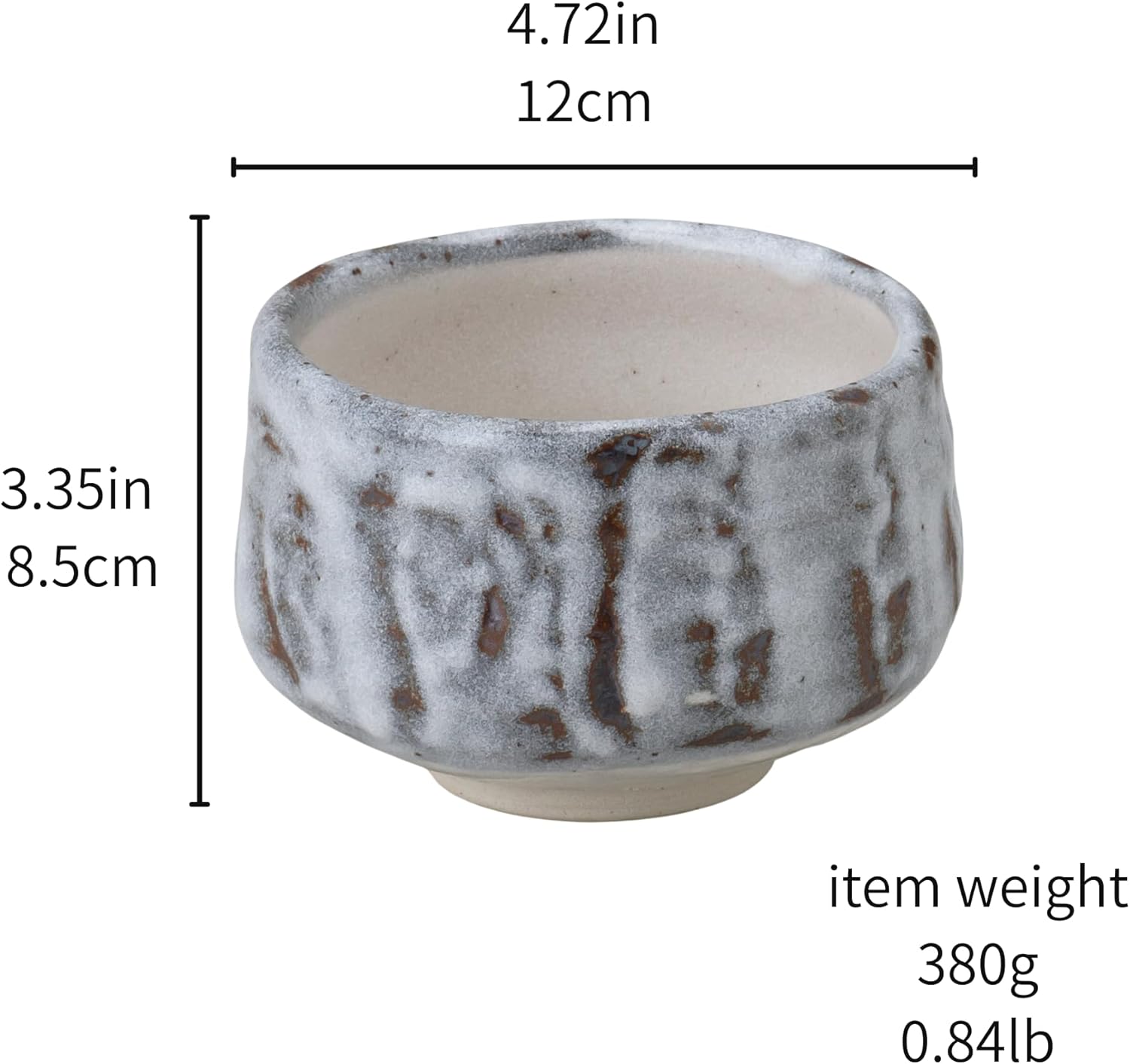 Handmade Ceramic Matcha Tea Bowl Authentic Japanese Tea Ceremony Pottery, Mino Ware Made in Japan, Oni Shino