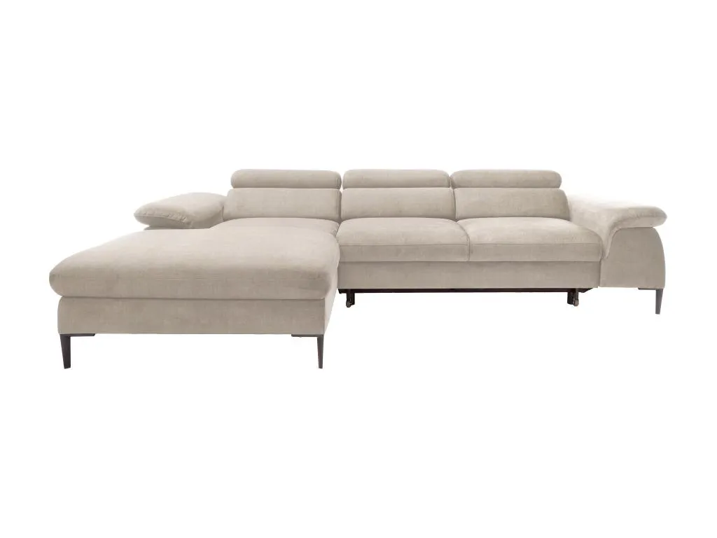 Sofá cama esquinero izquierda de terciopelo beige Jmmhogar