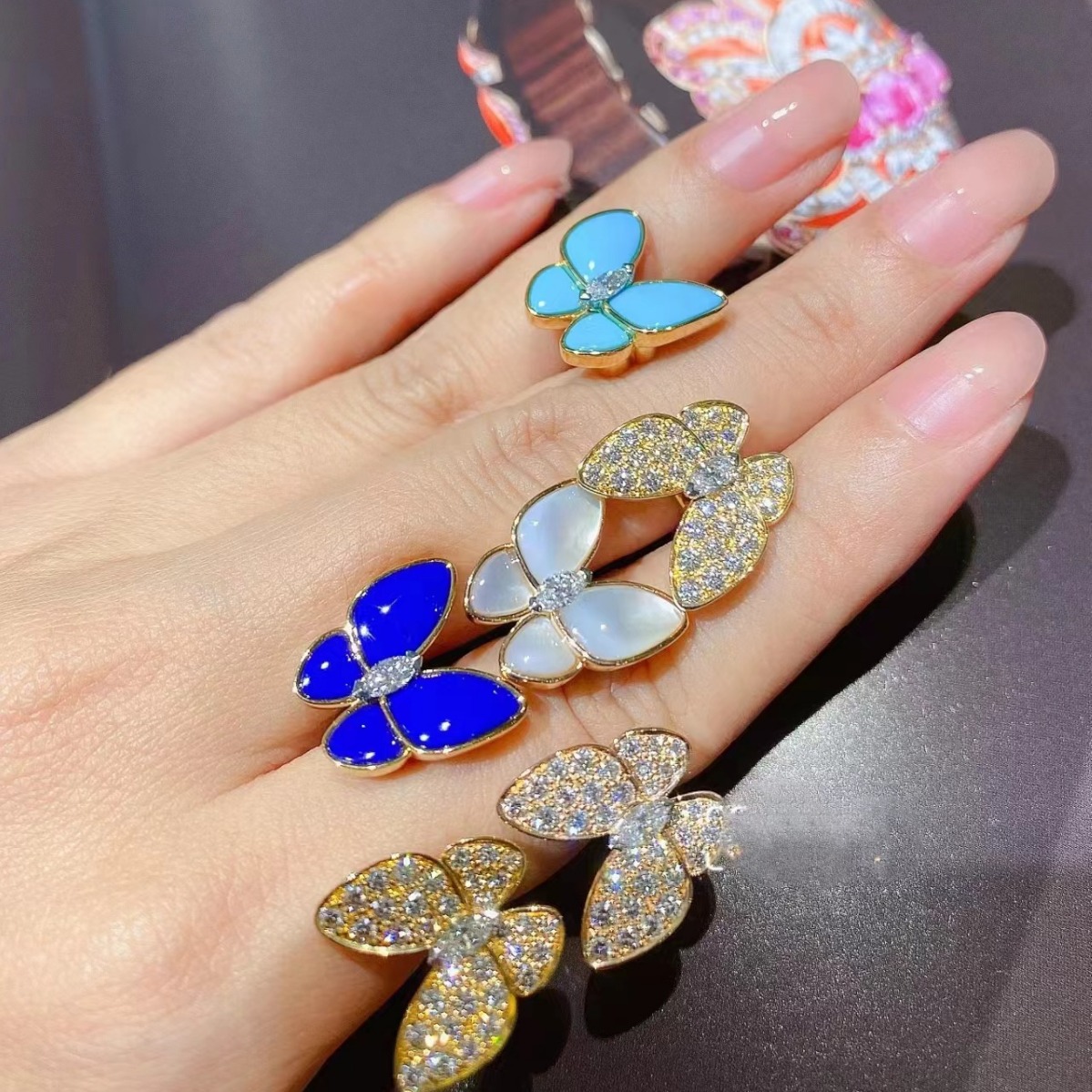 VCA Two Butterfly Between Finger Ring - Original Replica Club