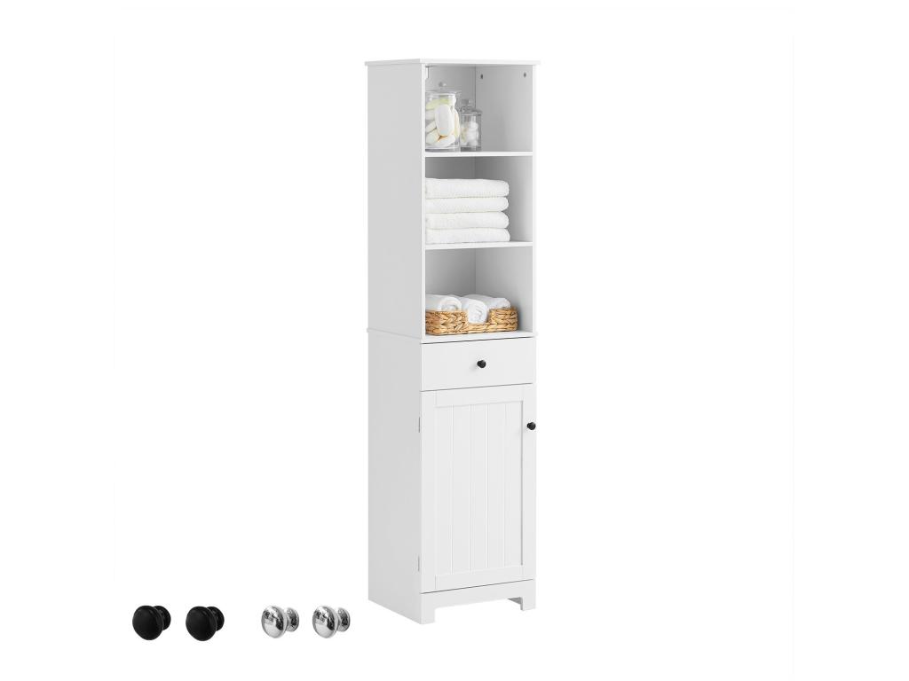 Mueble Columna de baño - Armario Alto baño - 161 x 40 x 35 cm Blanco BZR17-W Cozetiq