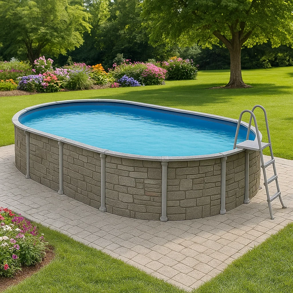 Piscina tubular ovalada desmontable acero 472x286x104 cm color gris/azul yEXXglU142zB