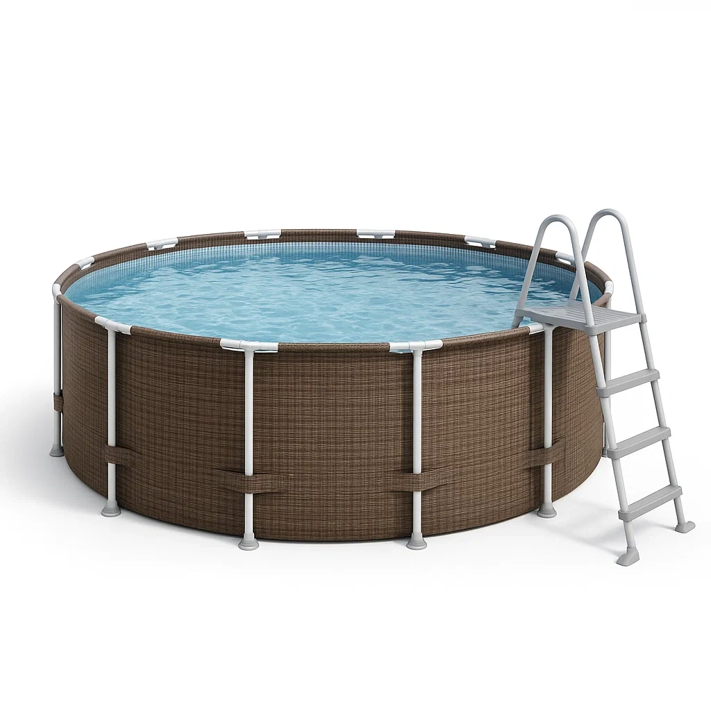 Piscina tubular redonda 298x96 cm colores marrón/beige con filtro y escalera TaObItL235nI