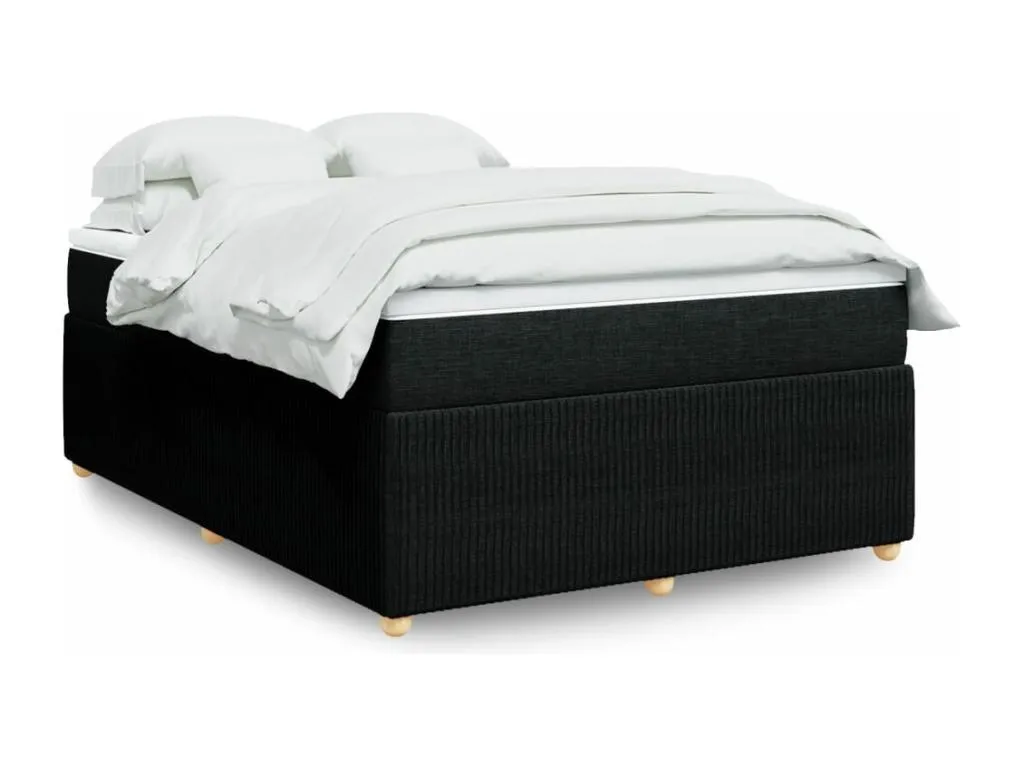 Cama box spring con colchón tela negro 140x190 cm arr3519067