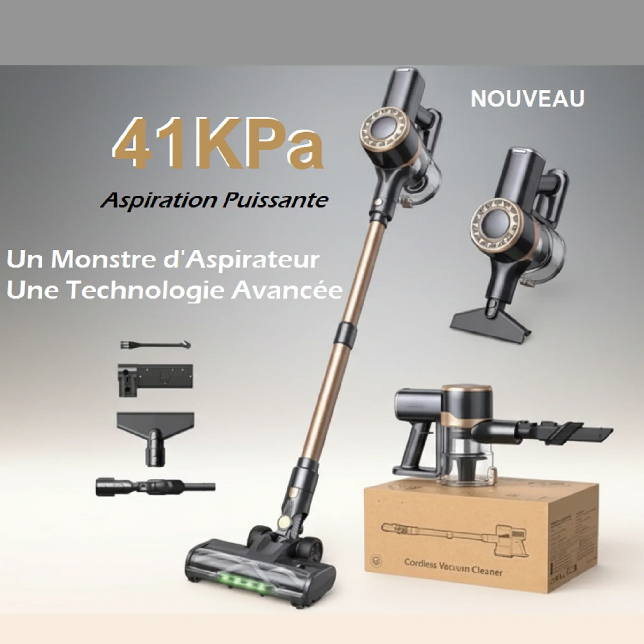 Aspirateur Balai Sans Fil CLG-401 - 41000Pa - 55min - Ultra Silencieux