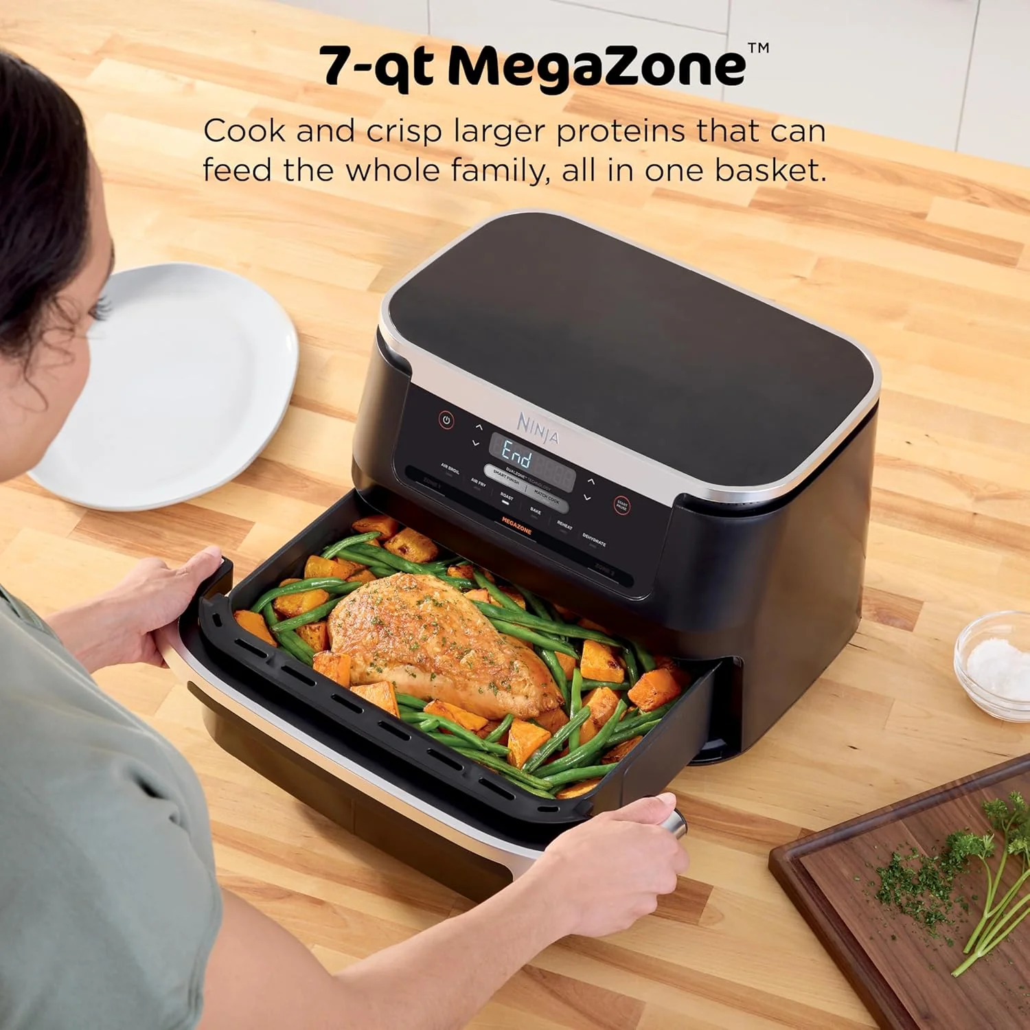 Ninja Foodi 6-in-1 FlexBasket Air Fryer with 7-Quart MegaZone and Basket Divider