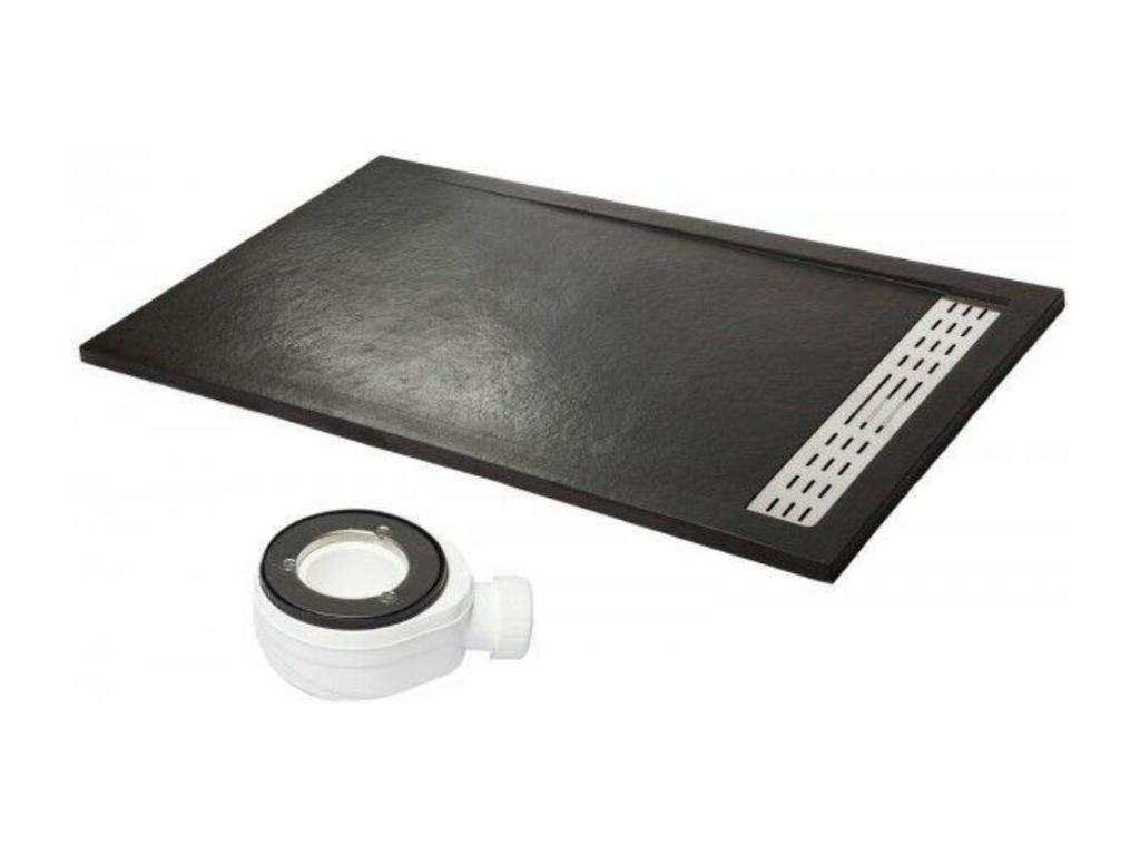 Plato de ducha premium negro - 90x150cm - resina con cargas minerales
