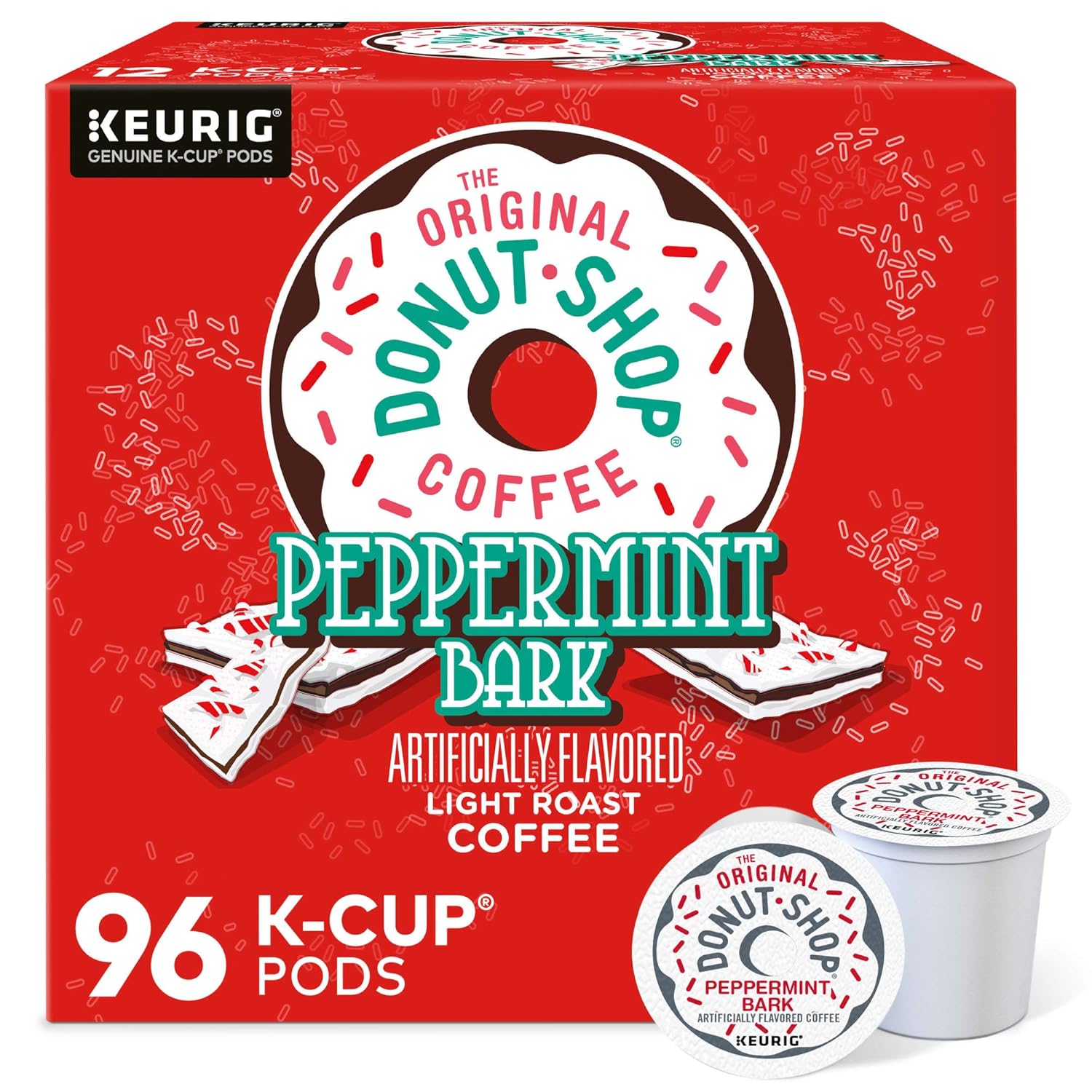 The Original Donut Shop Peppermint Bark Keurig Single-Serve K-Cup Pods. Light Roast Coffee. 96 Count