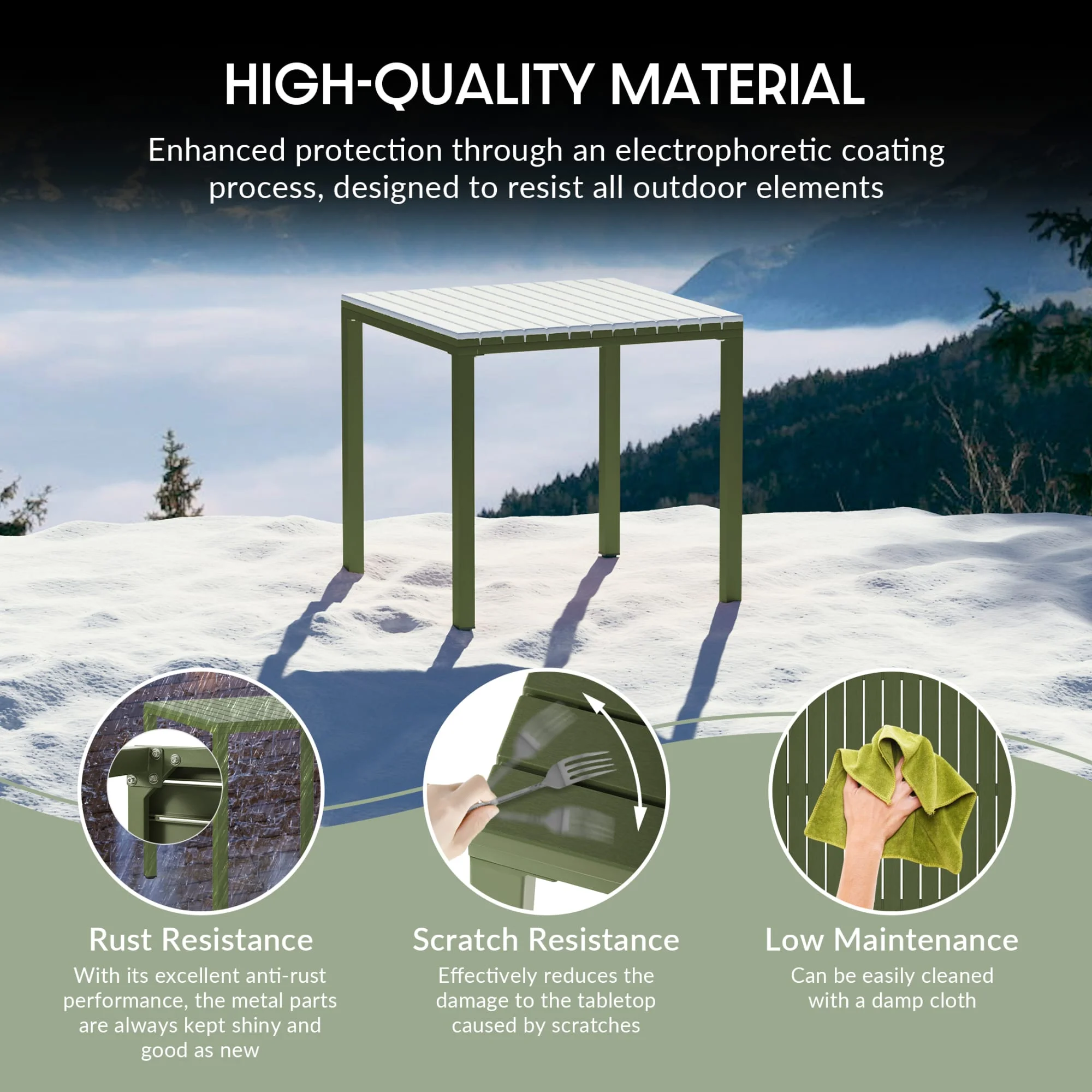 WestinTrends Playa 5-Piece Outdoor Patio Metal Frame Dining Table Set with Stackable Patio Dining Chairs, Olive Green - Image 14