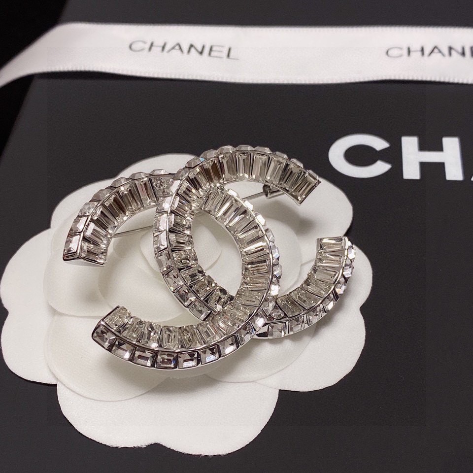 Chanel Rectangular Rhinestone CC Brooch - Original Replica Club