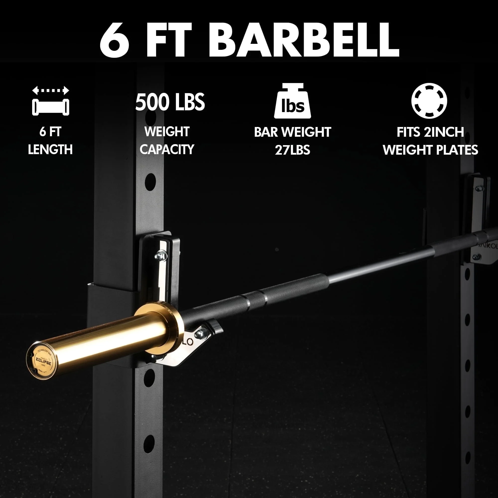 Mikolo 7ft Olympic Barbell, Barbell for Weightlifting and Powerlifting 45lb, Olympic Bar for 1500lbs Capacity, Weight Bar Fit 2-?Standard Weights - Image 65