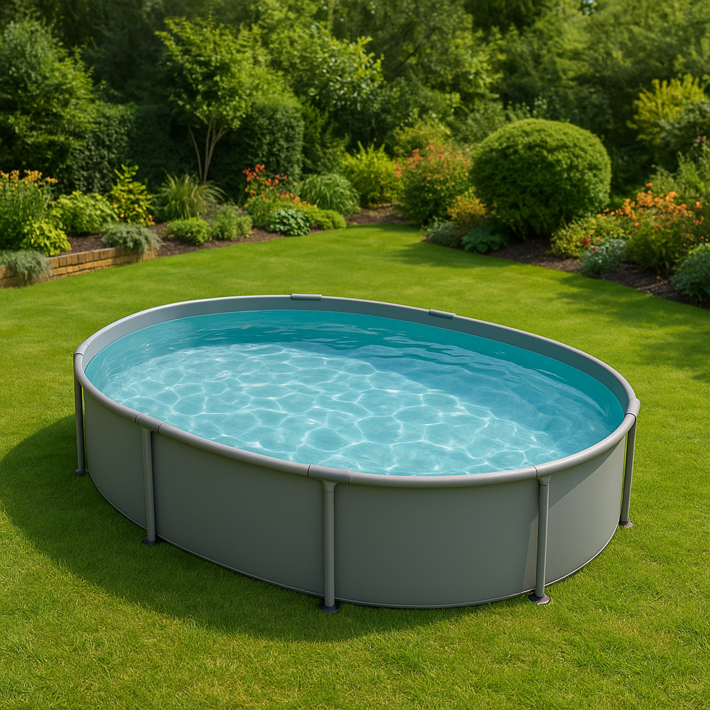piscina tubular ovalada, piscina desmontable ovalada gris, gris, metal y PVC, jardín y exteriores, 488x305x107 cm tWVmvcZ600ZR