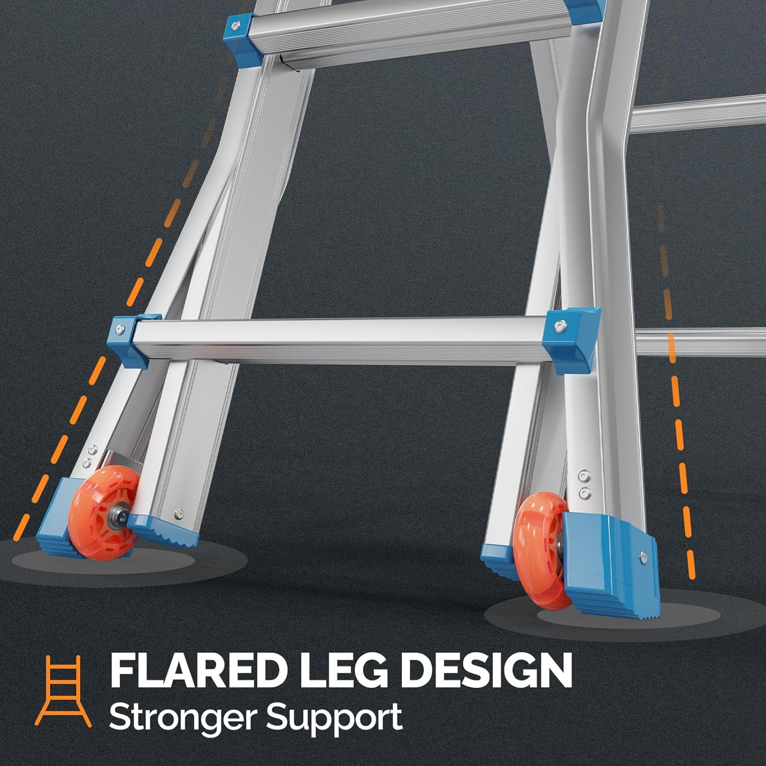 LUISLADDERS Ladder, A Frame 6 Step Ladder Telescoping Ladder, 22 Ft Reach Height Muti Position Folding Ladder Flared Leg & Wheels Design, 330 lbs Capacity Extension Ladder for Household Outdoor Work - Image 6