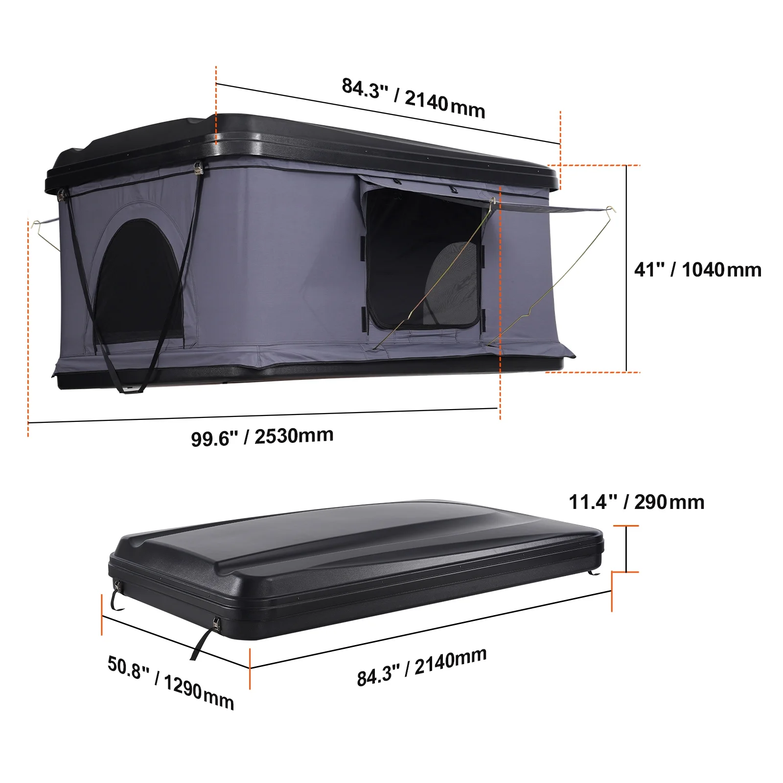KFFKFF Hard Shell Rooftop Tent, Naturnest Model for 2-3 People, Includes Thick Mattress and Telescopic Ladder, Waterproof and Windproof, Suitable for Jeep, SUV, Van, and Pickup Trucks - Image 9