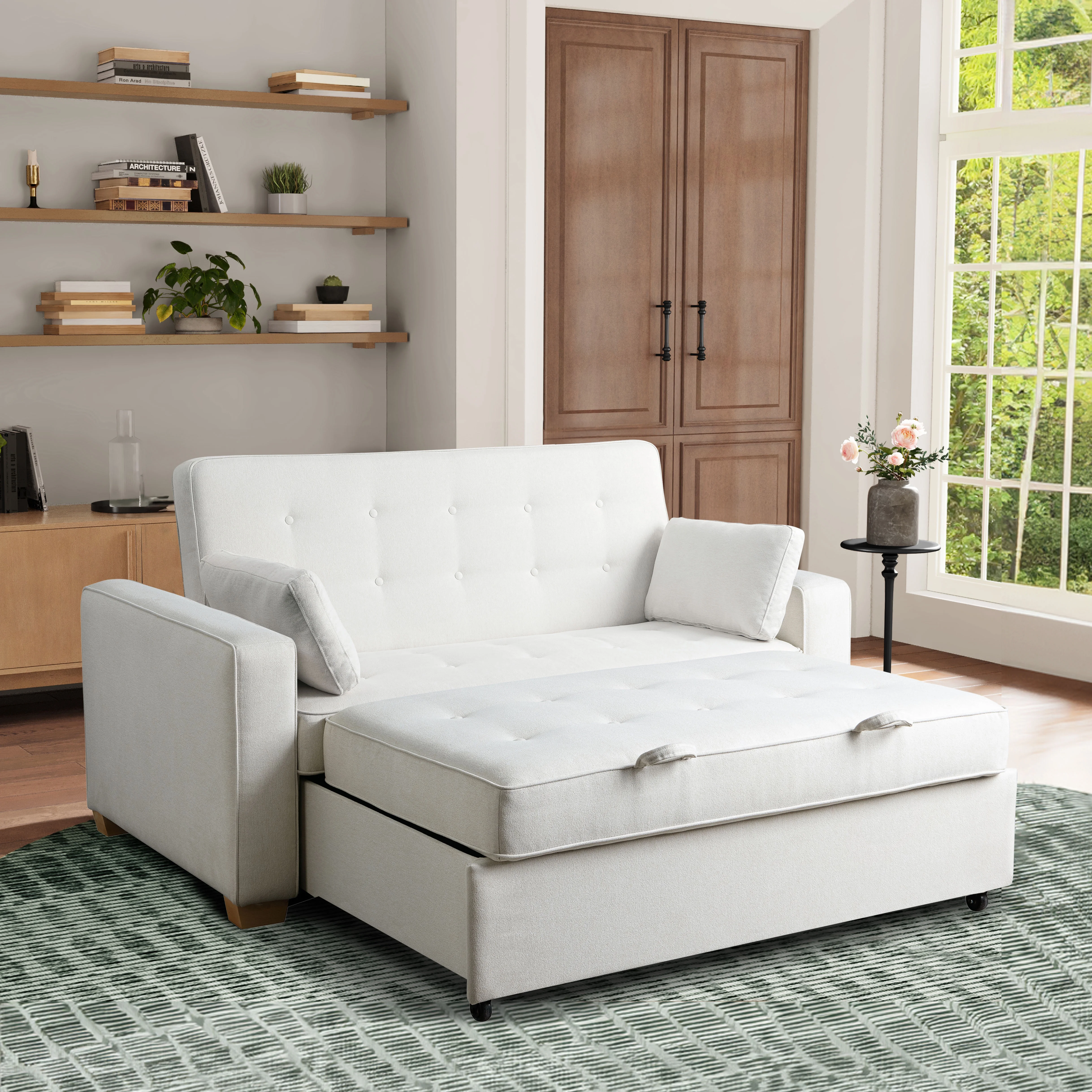 Serta Dream Convertibles Monroe Modern Polyester Convertible Queen Sofa Bed with Pillows Grey - Image 36