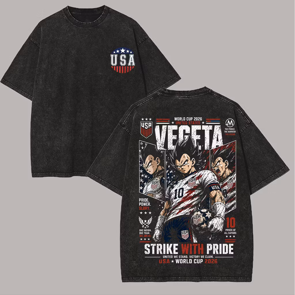 Vegeta Dragon Ball Z World Cup USA 2026 Unisex Washed T-Shirt