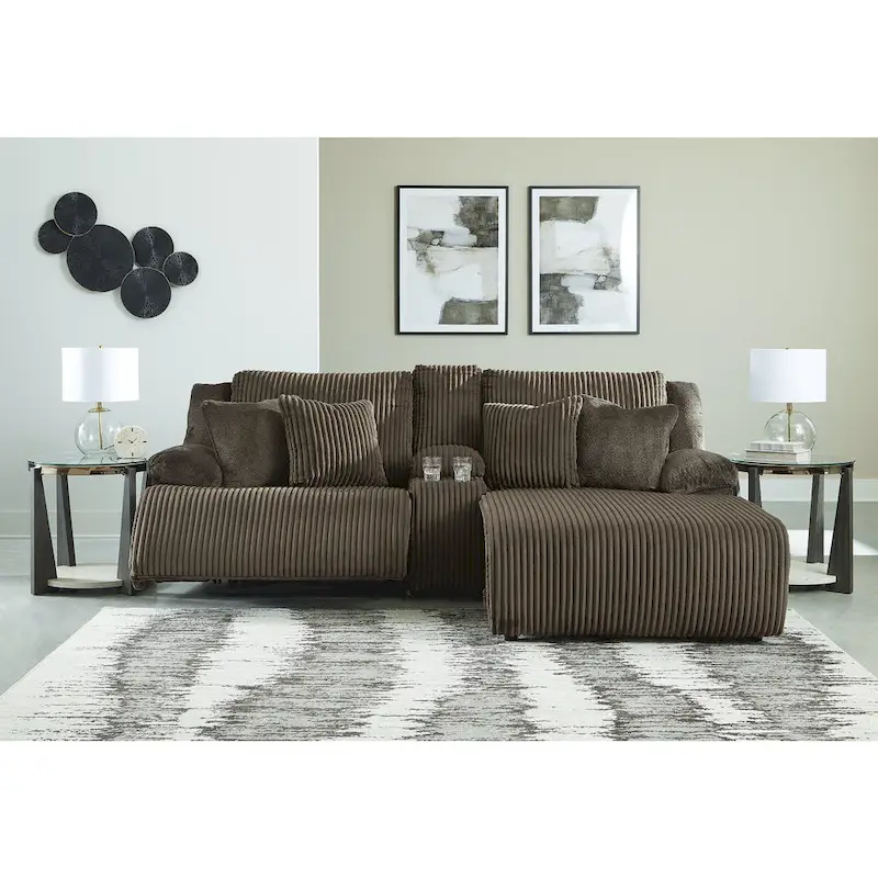 Signature Design by Ashley Top Tier 3-Piece Reclining Sectional Sofa with Chaise - Dimensions: 105W x 74D x 41H