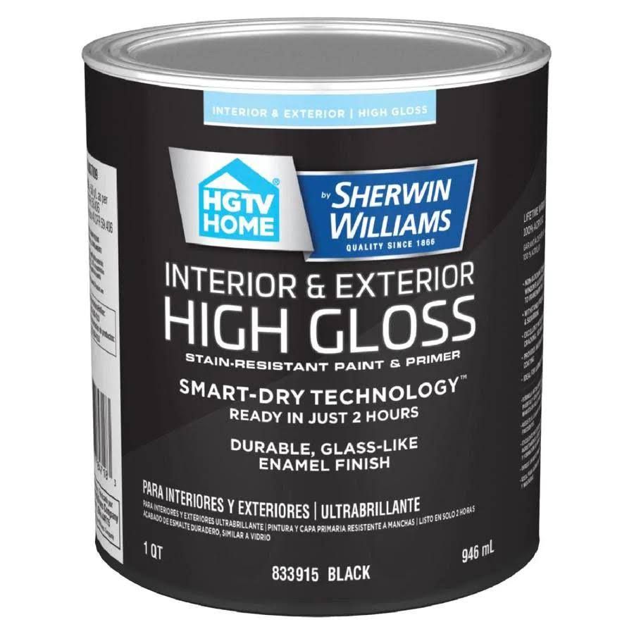 HGTV Home by Sherwin-Williams Black Water-Based Door and Trim Paint (1-quart)(1 Quart)