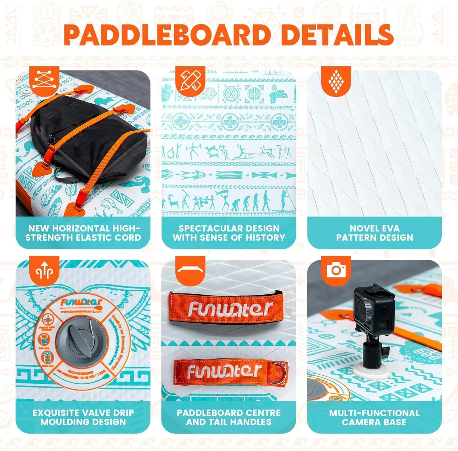 FunWater Inflatable Stand Up Paddle Board, 11 ft x 32 in x 6 in - SUP Paddle Accessories - Image 19 FunWater Inflatable Stand Up Paddle Board, 11 ft x 32 in x 6 in - SUP Paddle Accessories - Image 19