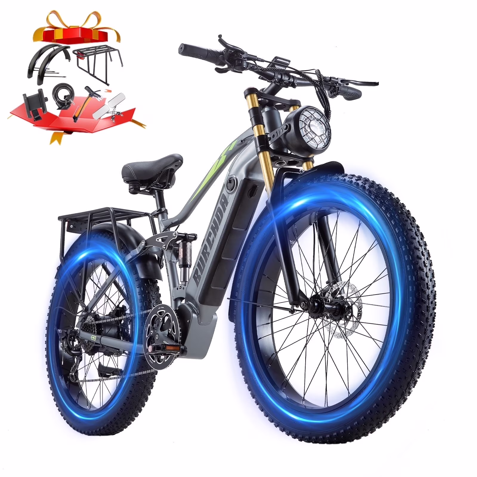 Electric Bike for Adults 26'', 1000W E - Mountain Bike 48V 30/20ah UL2849 Removable Battery, Fat Tire Ebike up to 30MPH Off Road Beach Snow Electric Bicycles Full Suspension Dual Hydraulic Disc Brakes(RX80 20Ah)