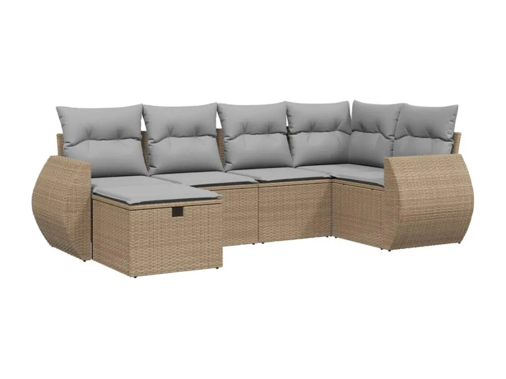 Mobtrendy Juego de sofás jardín con cojines beige mezcla 6 pzas ratán PE 52358ygnu