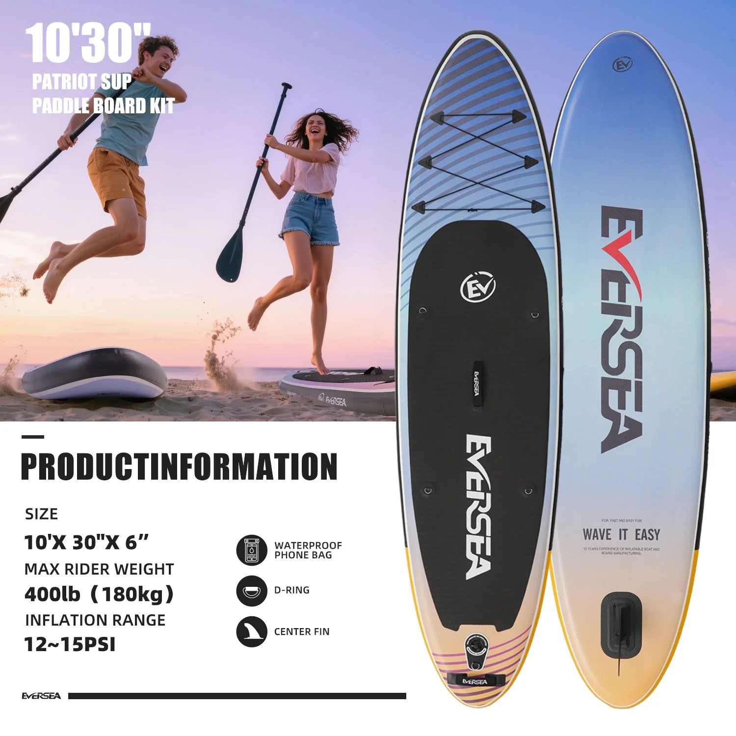 MSEASFREE 10' Inflatable Stand up Paddle Board,with Premium SUP Paddle Board Accessories,Non-Slip Comfort Deck for Youth & Adults - Image 15