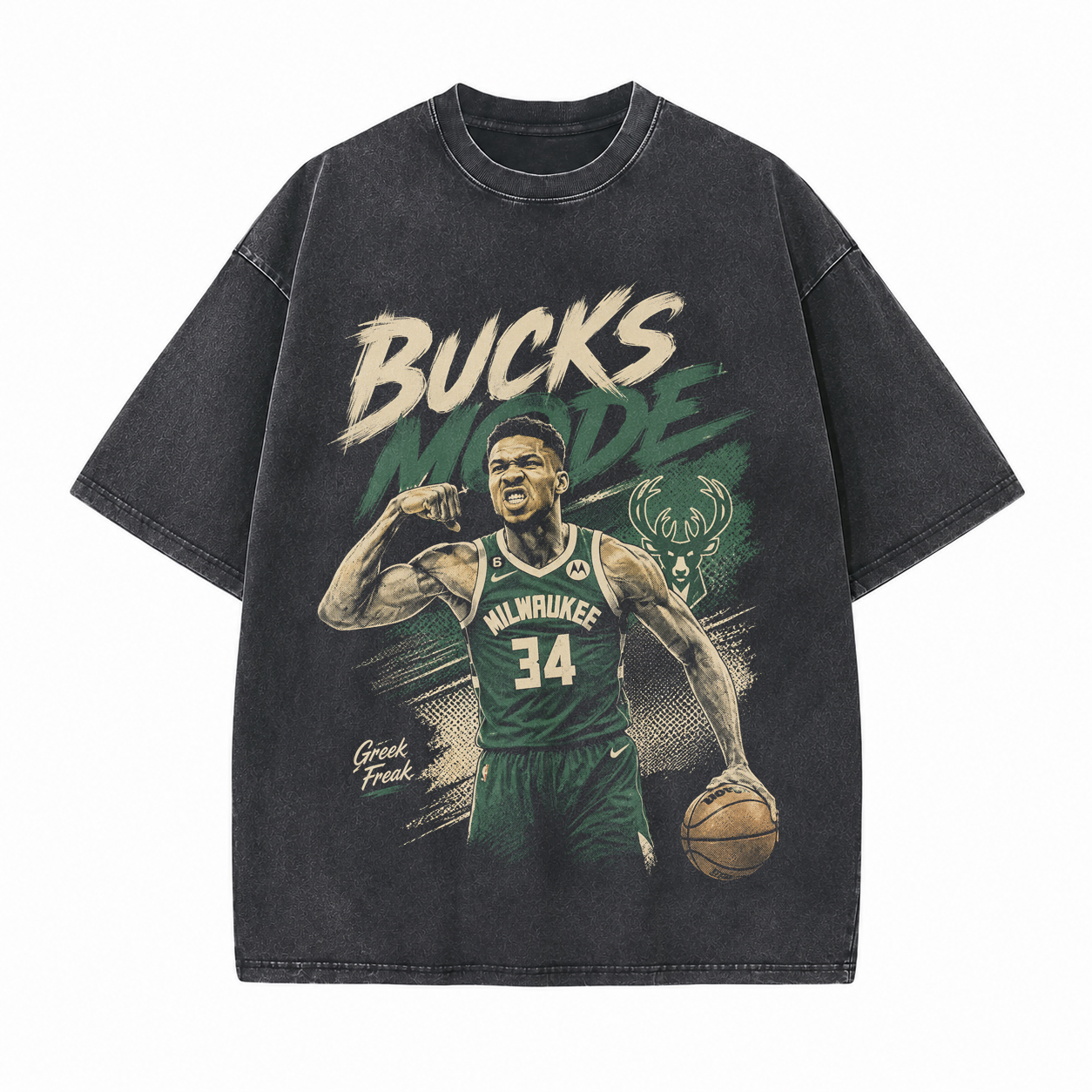 Classic Number 34 Court Legend  Printed Unisex Washed T-Shirt