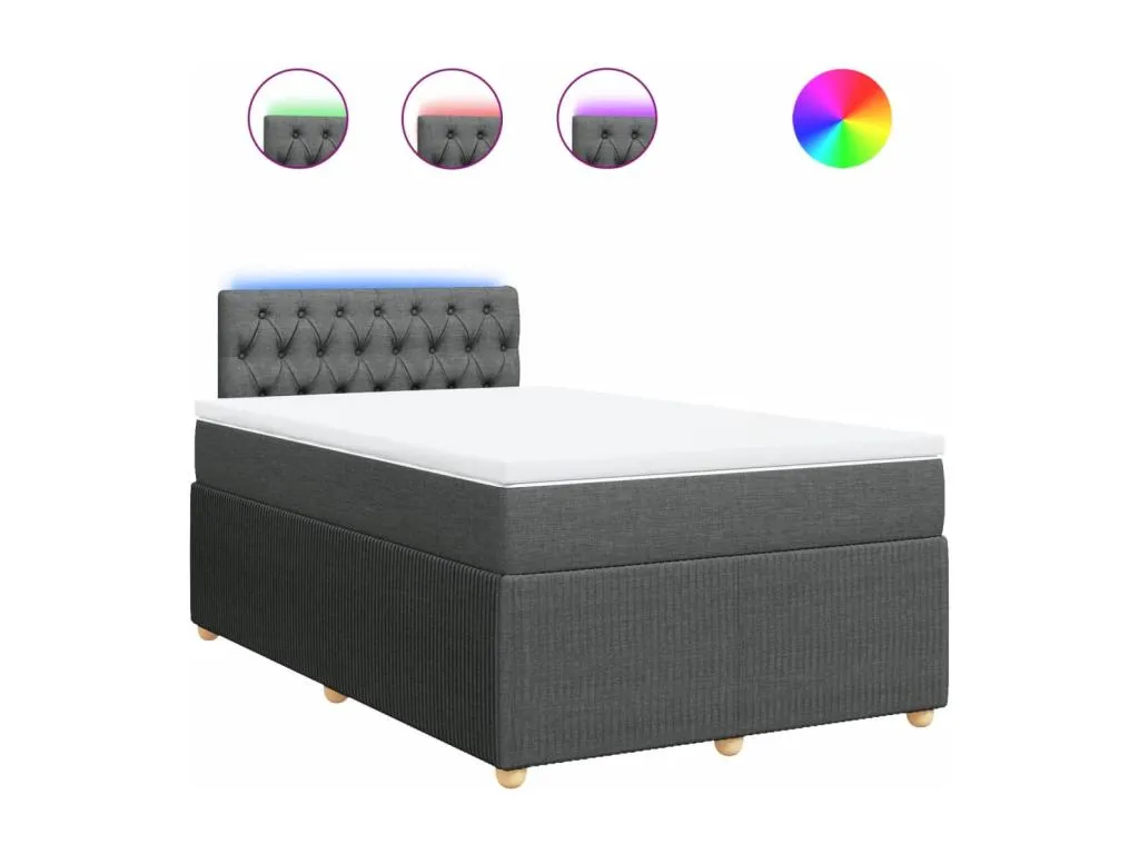 Cama box spring con colchón tela gris oscuro 120x190 cm fyt3521444