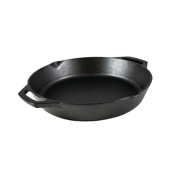 12 In. Cast Iron Skillet in Black with Dual Handles