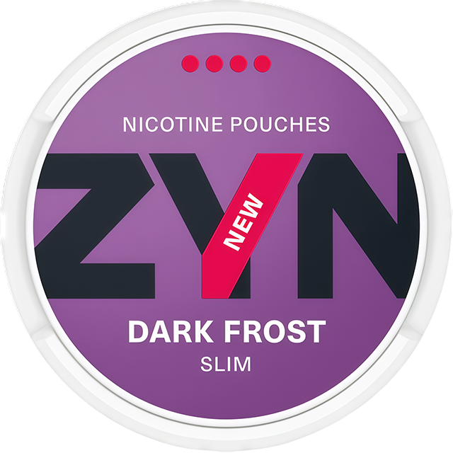 ZYN Dark Frost 11mg nicotine pouches — Slim Moist can with 21 strong dark-menthol pouches