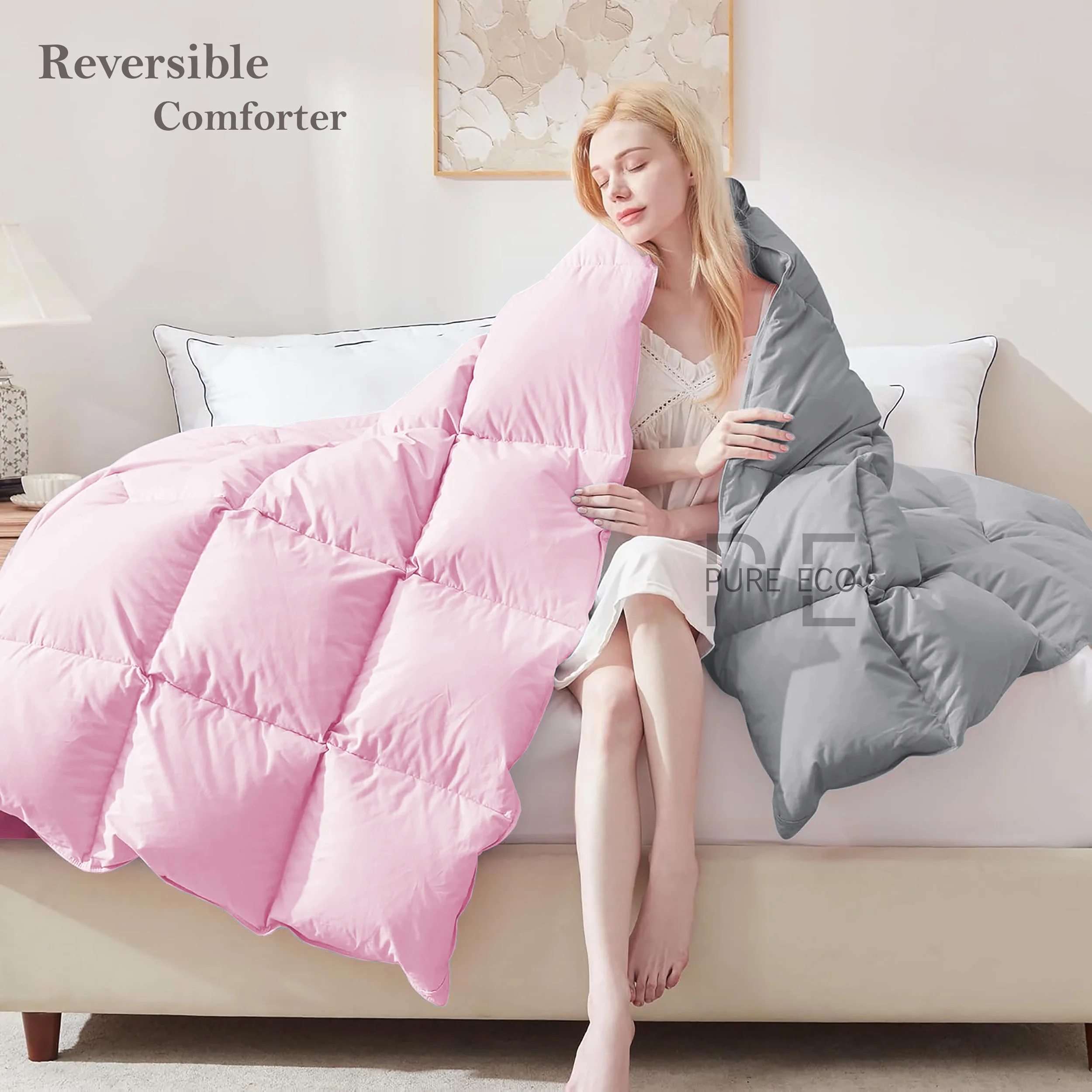 Ayanshi Hotel Bedding Comforter Twin Size, Duvet Insert, Quilted Comforter with Corner Tabs, All Season Lightweight Quilt, Down Alternative Hotel Comforter Twin Size 68X90 Baby Pink - Image 46