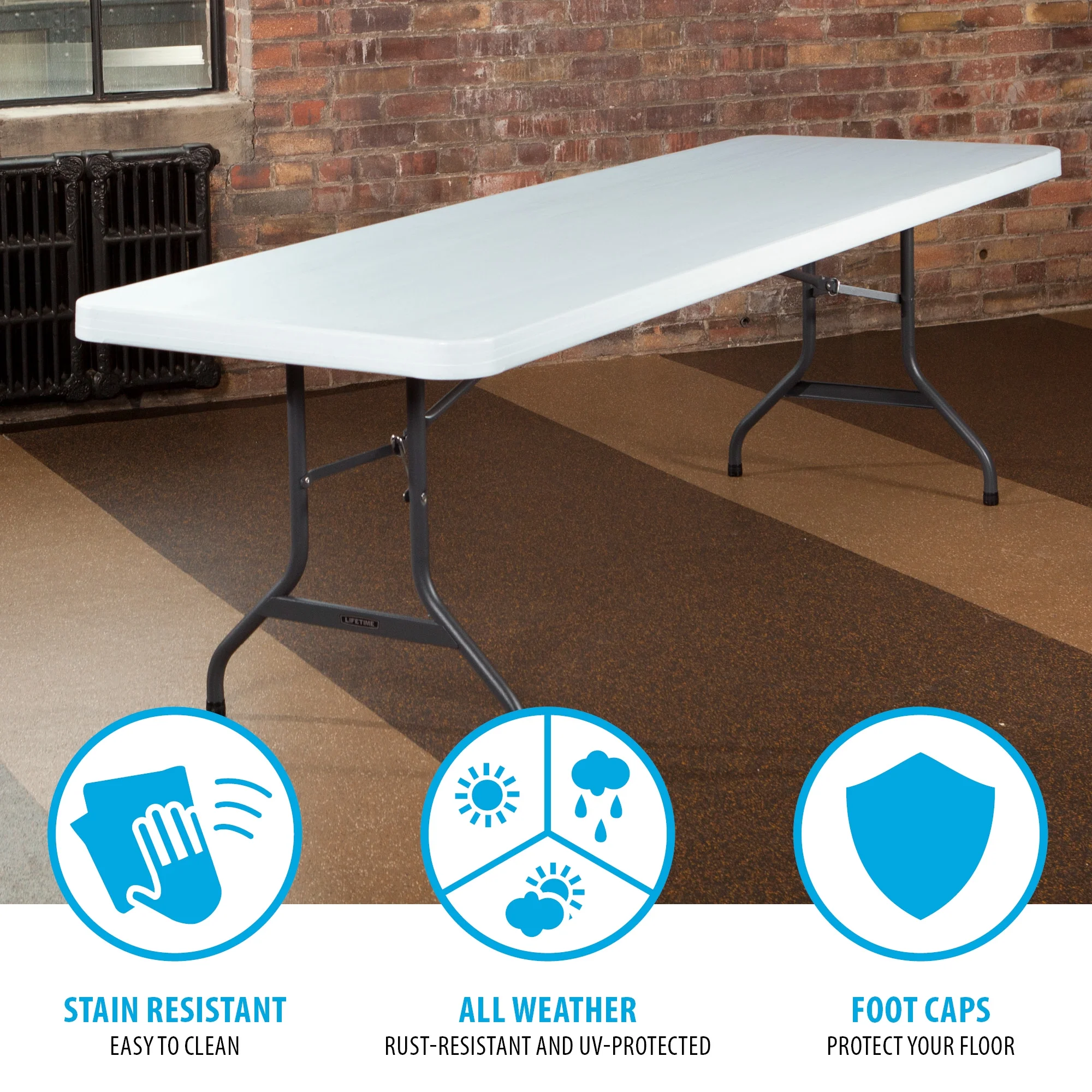 Lifetime Combo Set of (4) 8-Foot Rectangle Folding Tables & (32) Chairs, Indoor/Outdoor Use, White (80147) - Image 12