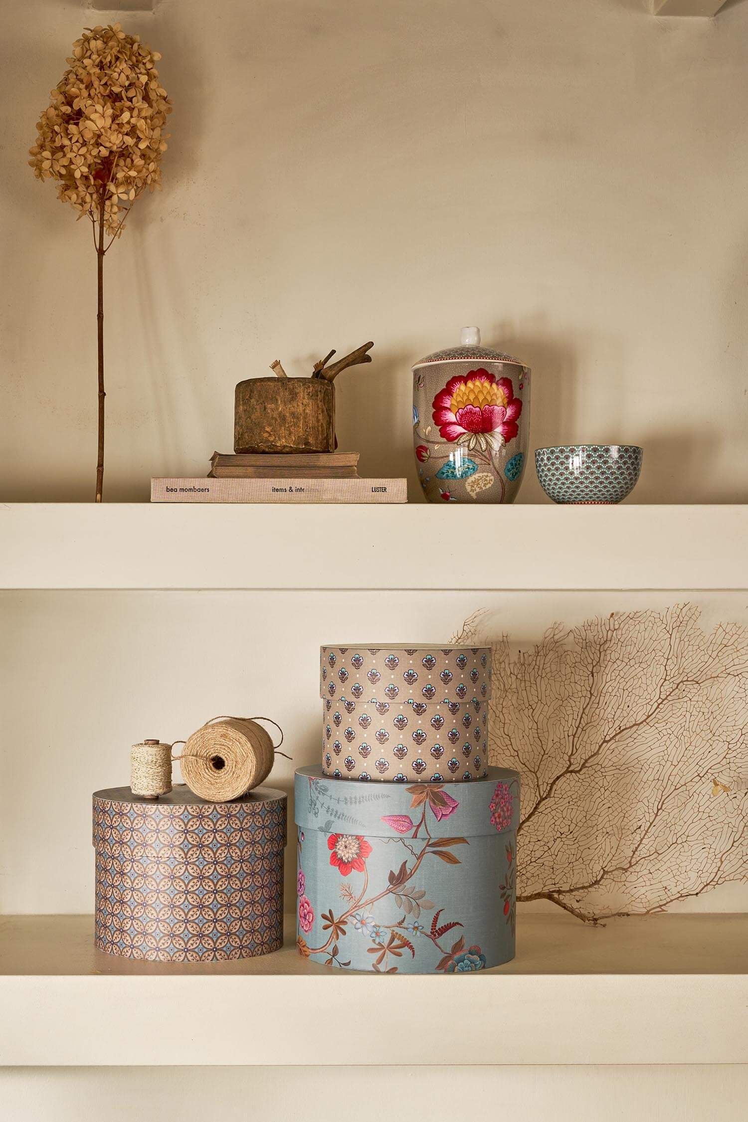 Set/3 Box Round Blooming Tales Blue-Khaki