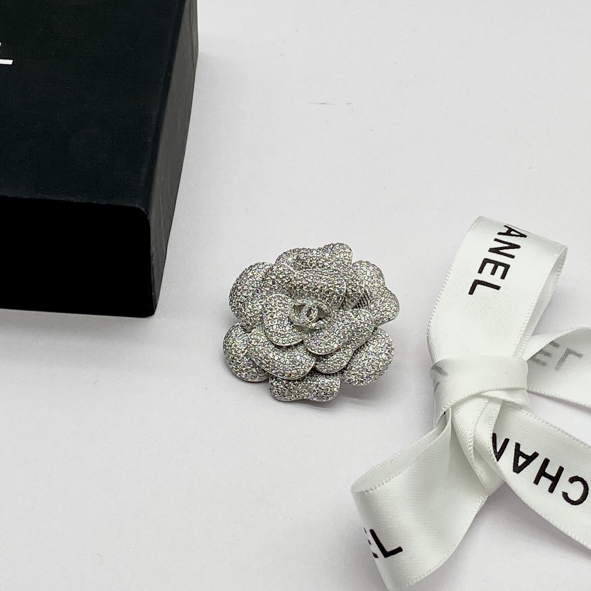 Chanel Silver Camellia Flower Brooch - Original Replica Club
