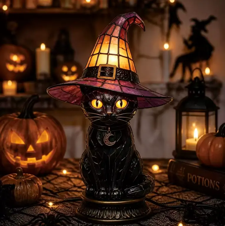 WitchLight™ Halloween Stained Glass Animal Lamp
